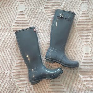 Slate Grey Gloss Hunter Boots • Women’s 7 • Worn Once